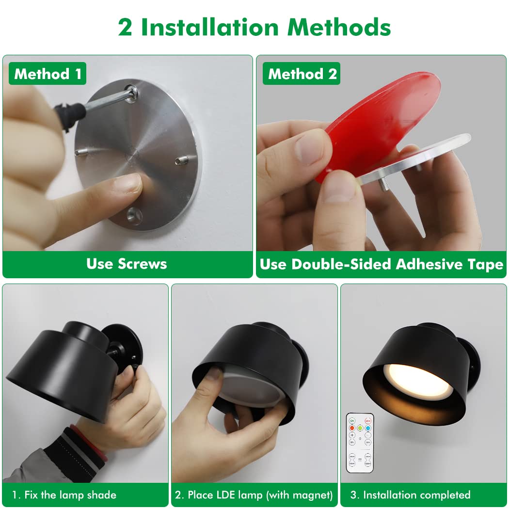 Night Light Wireless Wall Light Indoor LED 2 Pack,Battery Operated Wall Lights Rechargeable Lamp with V1171-CB-WL-MINI-B2-CCT-USB