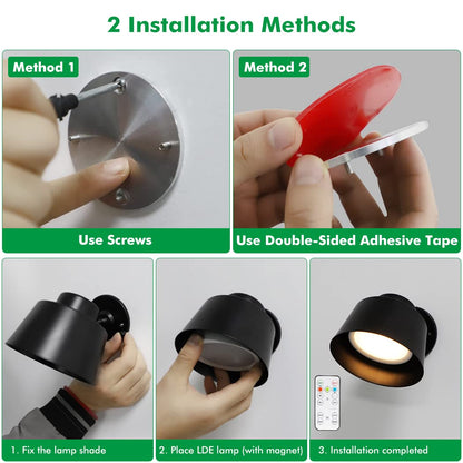 Night Light Wireless Wall Light Indoor LED 2 Pack,Battery Operated Wall Lights Rechargeable Lamp with V1171-CB-WL-MINI-B2-CCT-USB
