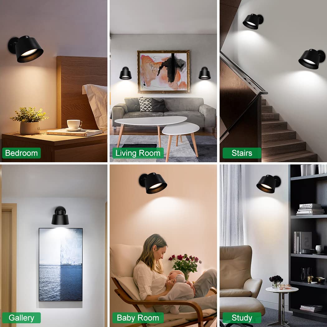 Night Light Wireless Wall Light Indoor LED 2 Pack,Battery Operated Wall Lights Rechargeable Lamp with V1171-CB-WL-MINI-B2-CCT-USB