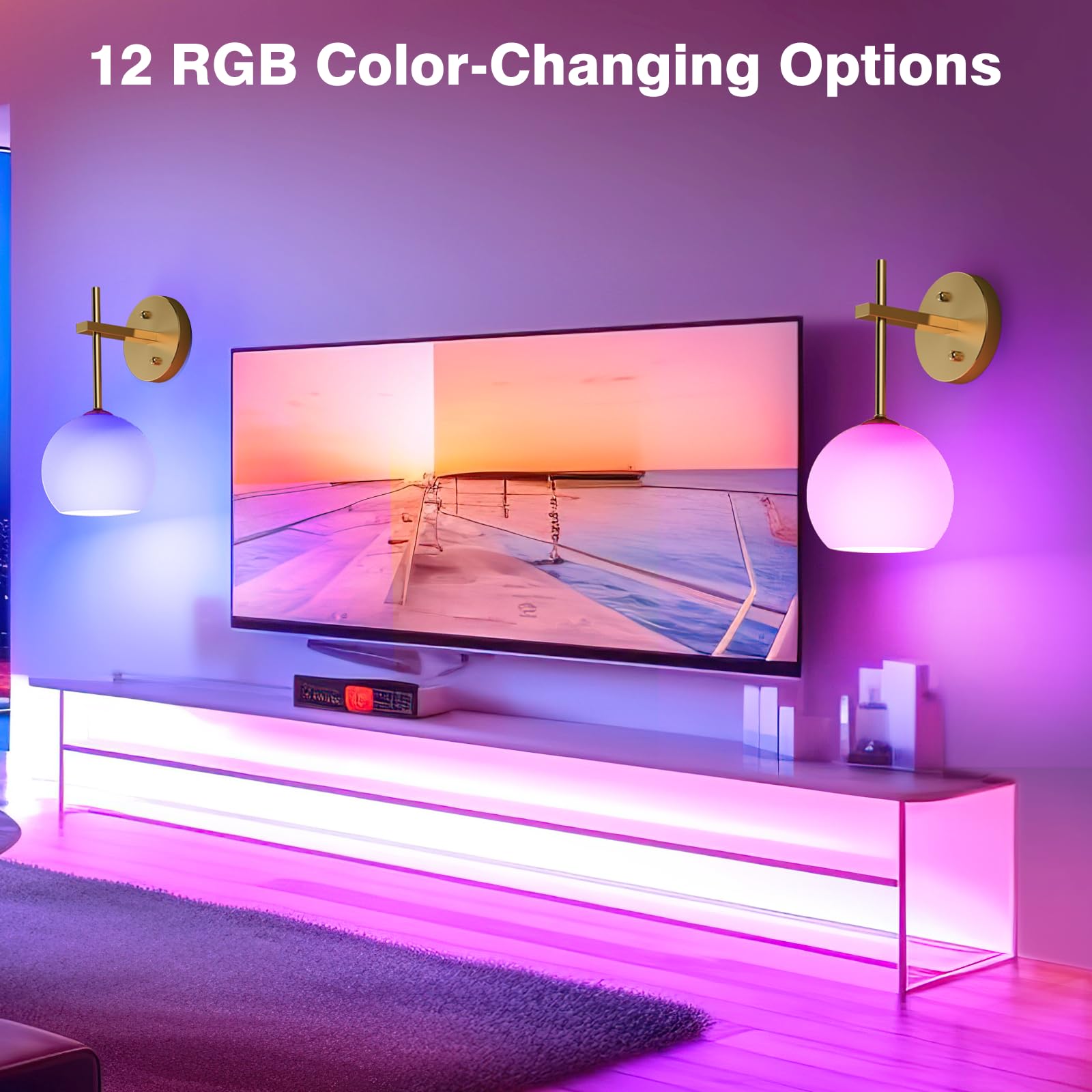 Rechargeable Wall Light Indoor,Battery Operated Wall Lamp with Remote,Indoor Wall Light with 3 Color Modes V1171-CB-WLG-SQUARE-CCT-RGB-USB2
