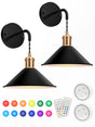 Battery Operated Wall Sconce, Wireless Wall Lights Set of 2, 13 RGB Colors Dimmable Battery Powered Wall Lamp V1171-CB-WLPD-B-RGB-BO2
