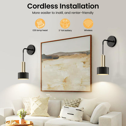 Battery Operated Wall Sconce Set of 2, Dimmable RGB Wall Sconce with Remote Indoor Battery Powered Wall Lamp V1171-CB-WLPD-CU-B-RGB-BO2