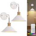 Battery Operated Wall Sconce, Wireless Wall Lights Set of 2, 13 RGB Colors Dimmable Battery Powered Wall Lamp V1171-CB-WLPD-W-RGB-BO2