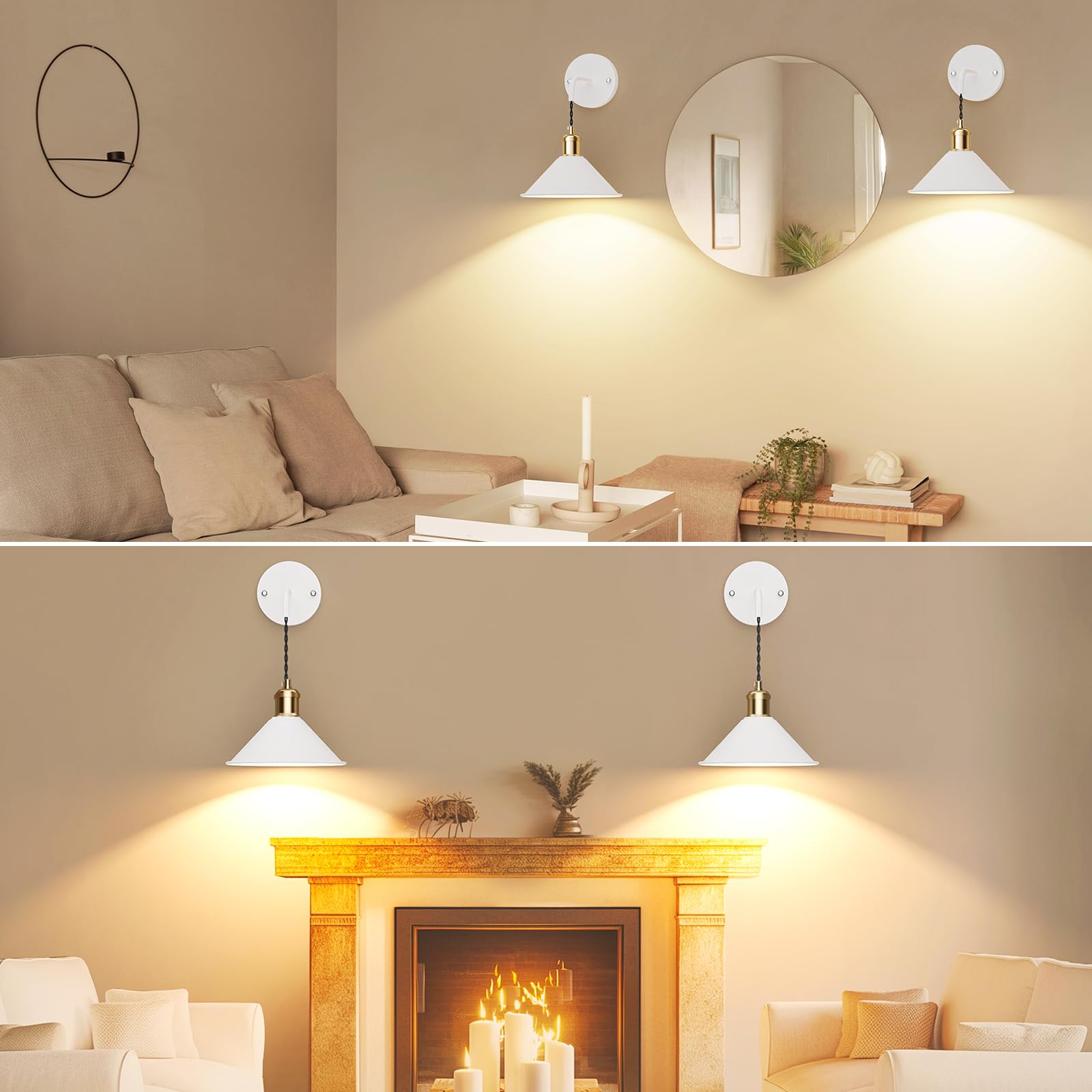 Battery Operated Wall Sconce, Wireless Wall Lights Set of 2, 13 RGB Colors Dimmable Battery Powered Wall Lamp V1171-CB-WLPD-W-RGB-BO2