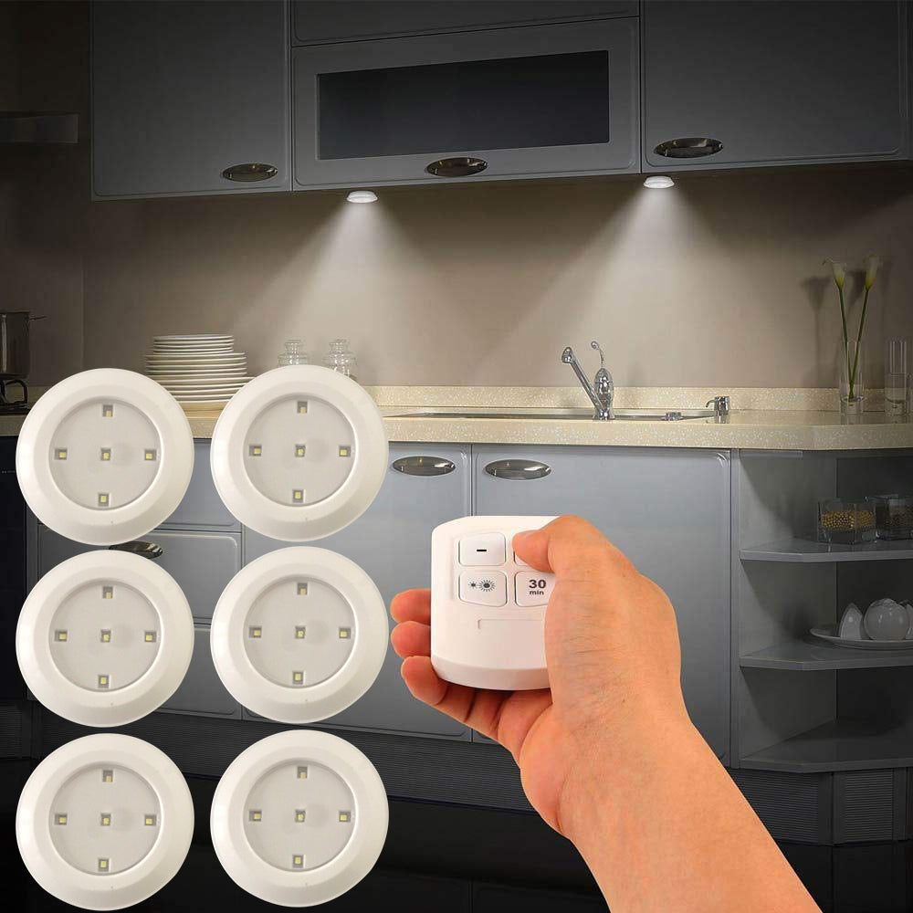 6 LED Light Set with Remote - Cool White for Cabinets & Displays V1171-CC-300000308