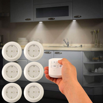 6 LED Light Set with Remote - Cool White for Cabinets & Displays V1171-CC-300000308