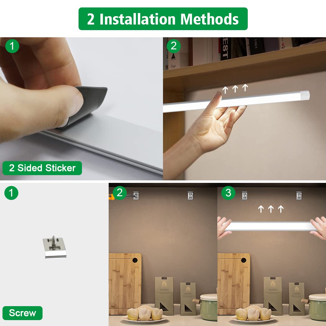 Led Under Cupboard Kitchen Lights, Dimmable Bar Cupboard Lights with Remote Control for Wardrobe,Cupboards, V1171-CC-5VNWBAR30-2-RM