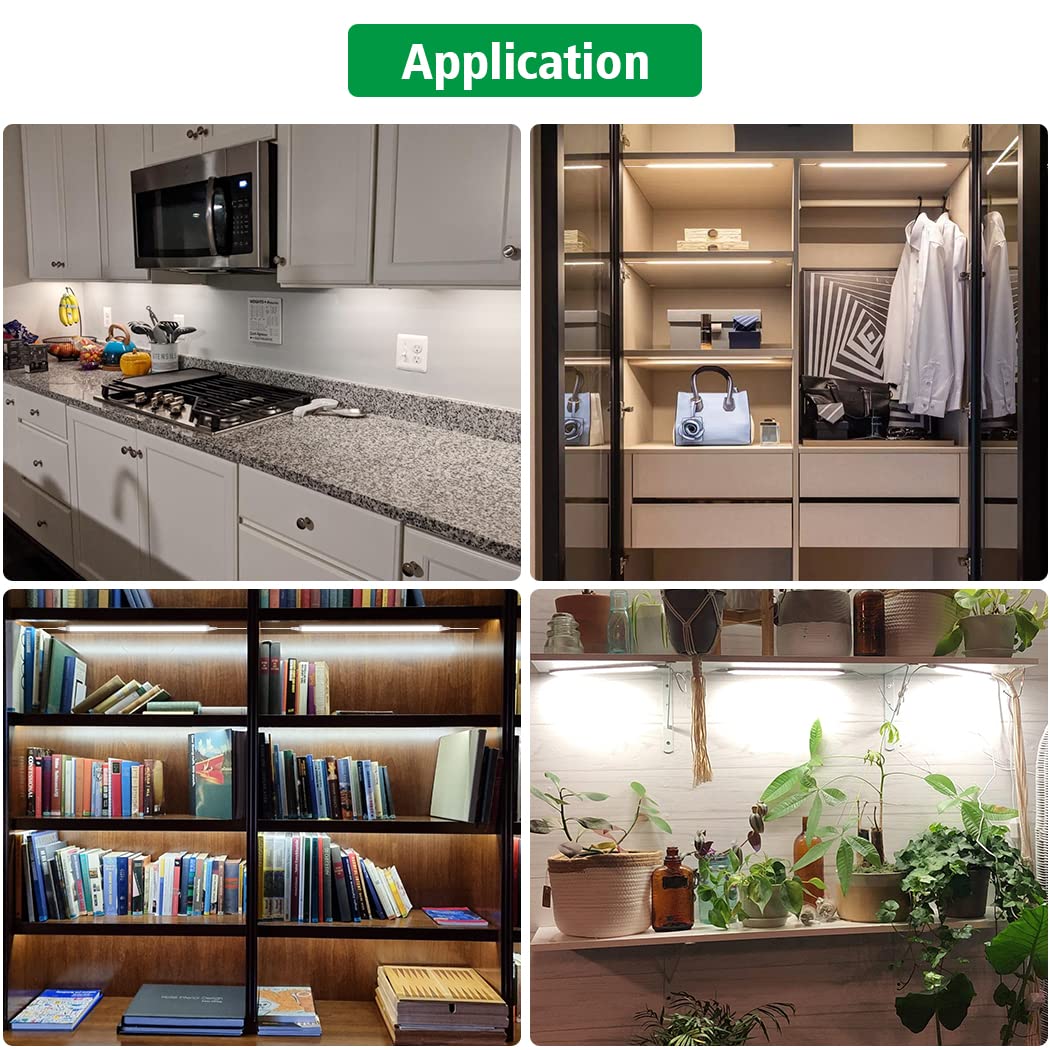 Led Under Cupboard Kitchen Lights, Dimmable Bar Cupboard Lights with Remote Control for Wardrobe,Cupboards, V1171-CC-5VNWBAR30-2-RM
