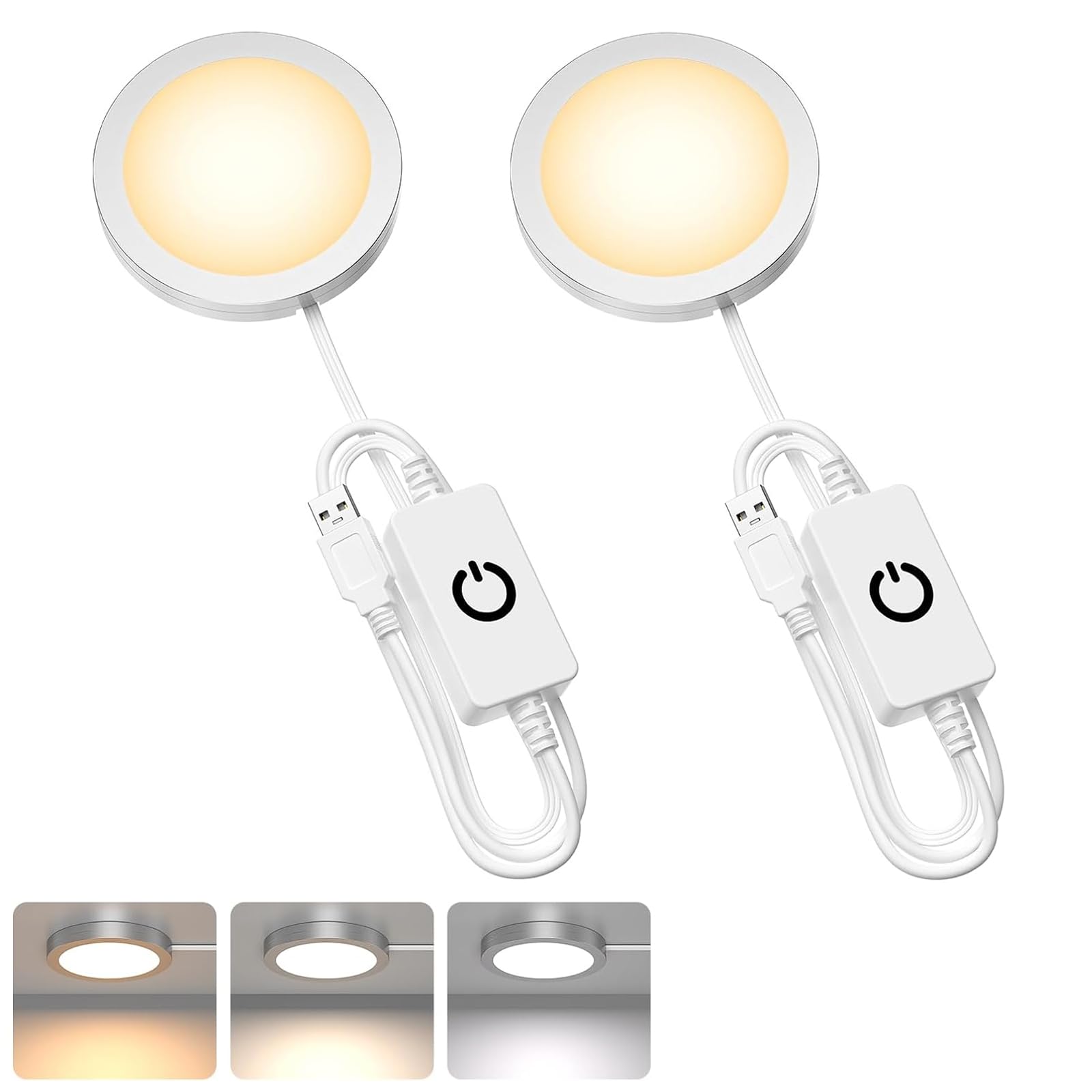 3D Printer LED Lamp Kit 2 Pack,3D Printed DIY Hardware Model Spare Parts 5V USB Powered,Wireless Puck Light V1171-CC-ATCCTPUCKLIGHT-2
