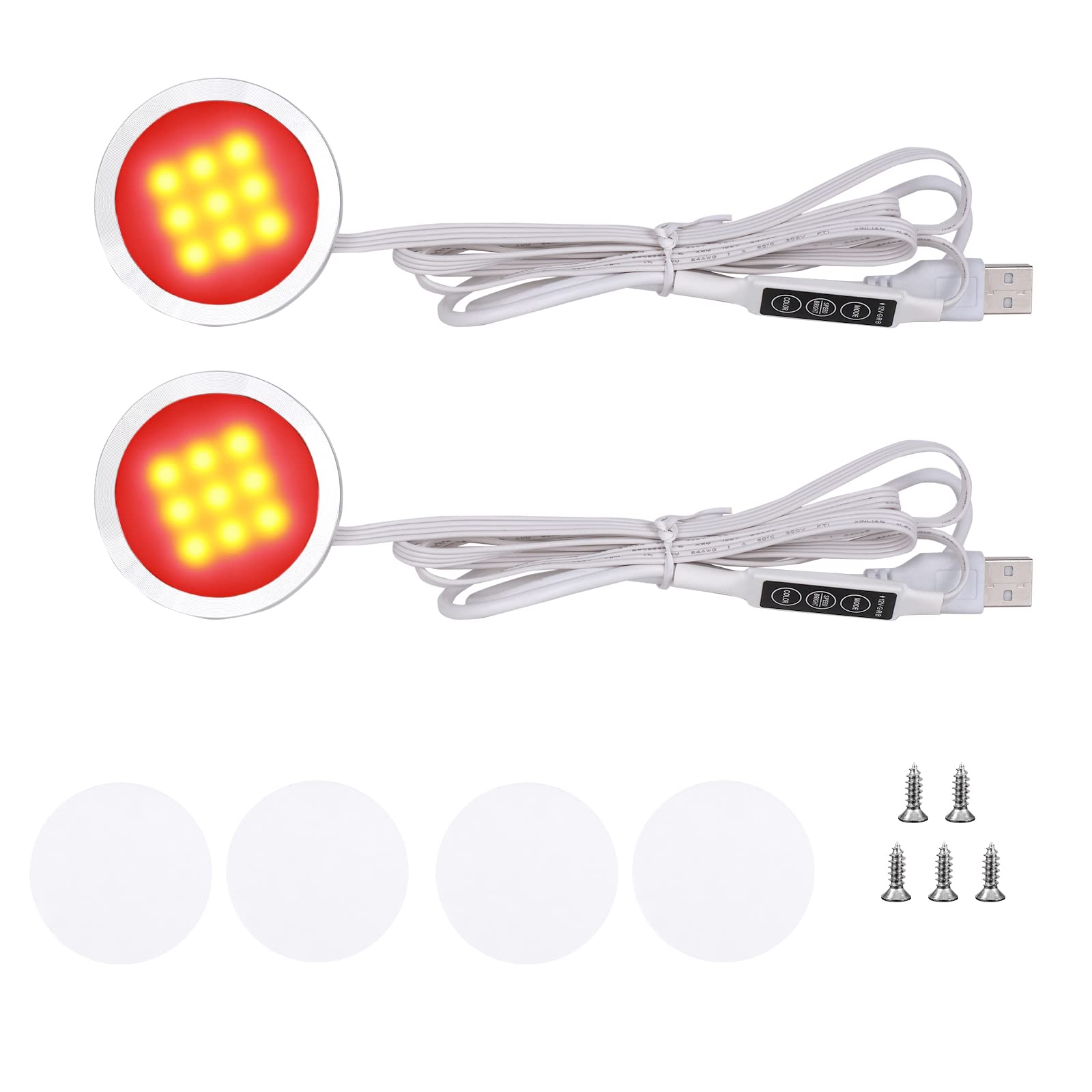 RGB Single LED Kitchen Under Cabinet Puck Light,Color Changing LED Under Cabinet Lights Kit,Aluminum Slim V1171-CC-ATRGBPUCKLIGHT-2