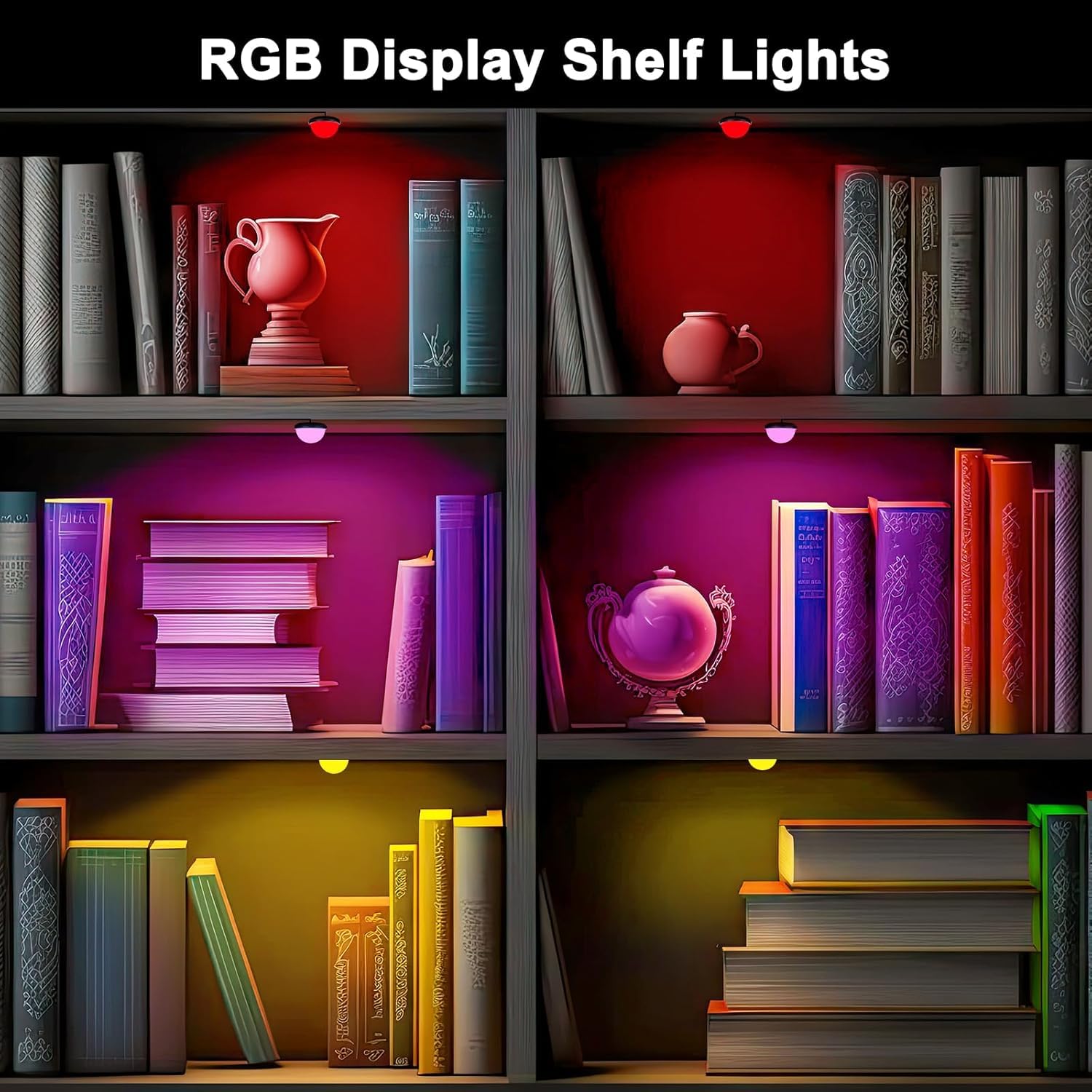 RGB Single LED Kitchen Under Cabinet Puck Light,Color Changing LED Under Cabinet Lights Kit,Aluminum Slim V1171-CC-ATRGBPUCKLIGHT-2