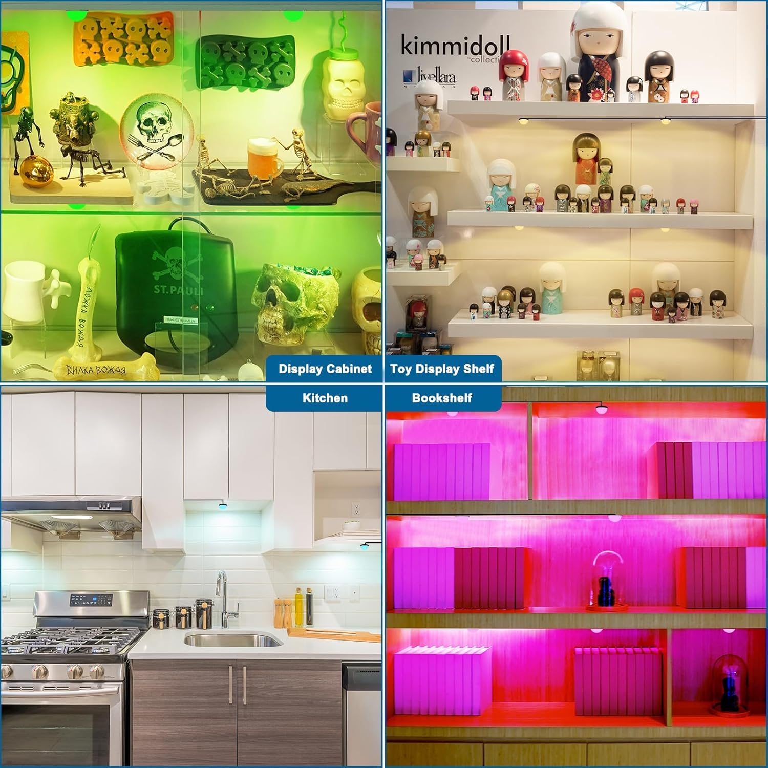RGB Single LED Kitchen Under Cabinet Puck Light,Color Changing LED Under Cabinet Lights Kit,Aluminum Slim V1171-CC-ATRGBPUCKLIGHT-2