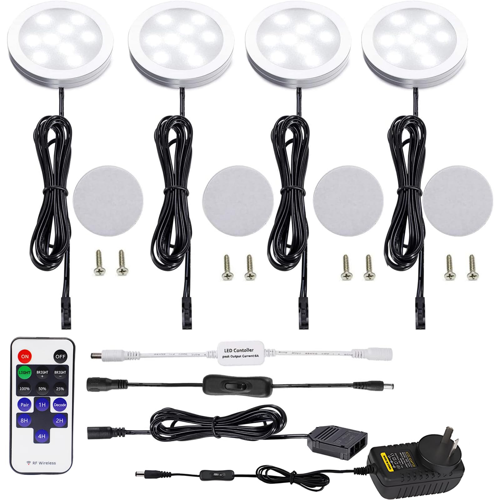 Dimmable & Timing Under Counter Lights Kitchen with Wireless RF Remote,Ultra-Thin 240V LED Cabinet Lights,12W V1171-CC-AYLBFD010