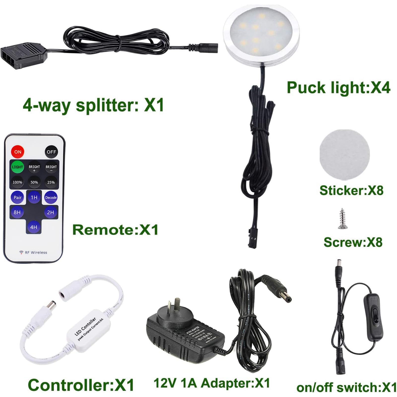 Dimmable & Timing Under Counter Lights Kitchen with Wireless RF Remote,Ultra-Thin 240V LED Cabinet Lights,12W V1171-CC-AYLBFD010