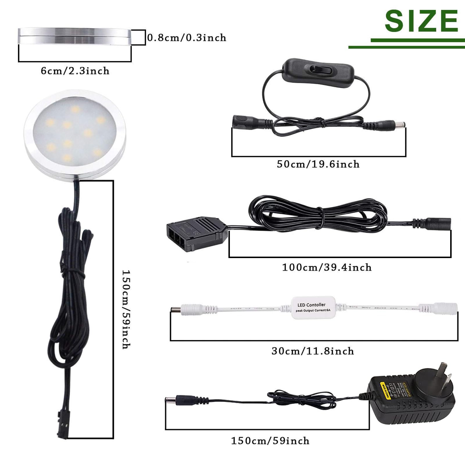 Dimmable & Timing Under Counter Lights Kitchen with Wireless RF Remote,Ultra-Thin 240V LED Cabinet Lights,12W V1171-CC-AYLBFD010