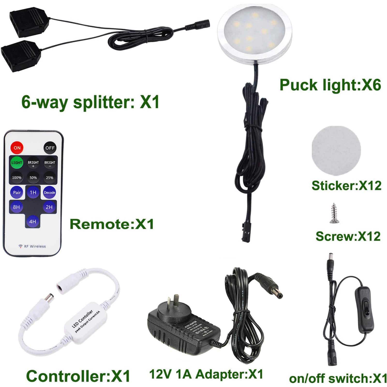 Dimmable & Timing Under Counter Lights Kitchen with Wireless RF Remote,Ultra-Thin 240V LED Cabinet Lights,12W V1171-CC-BDABFD012