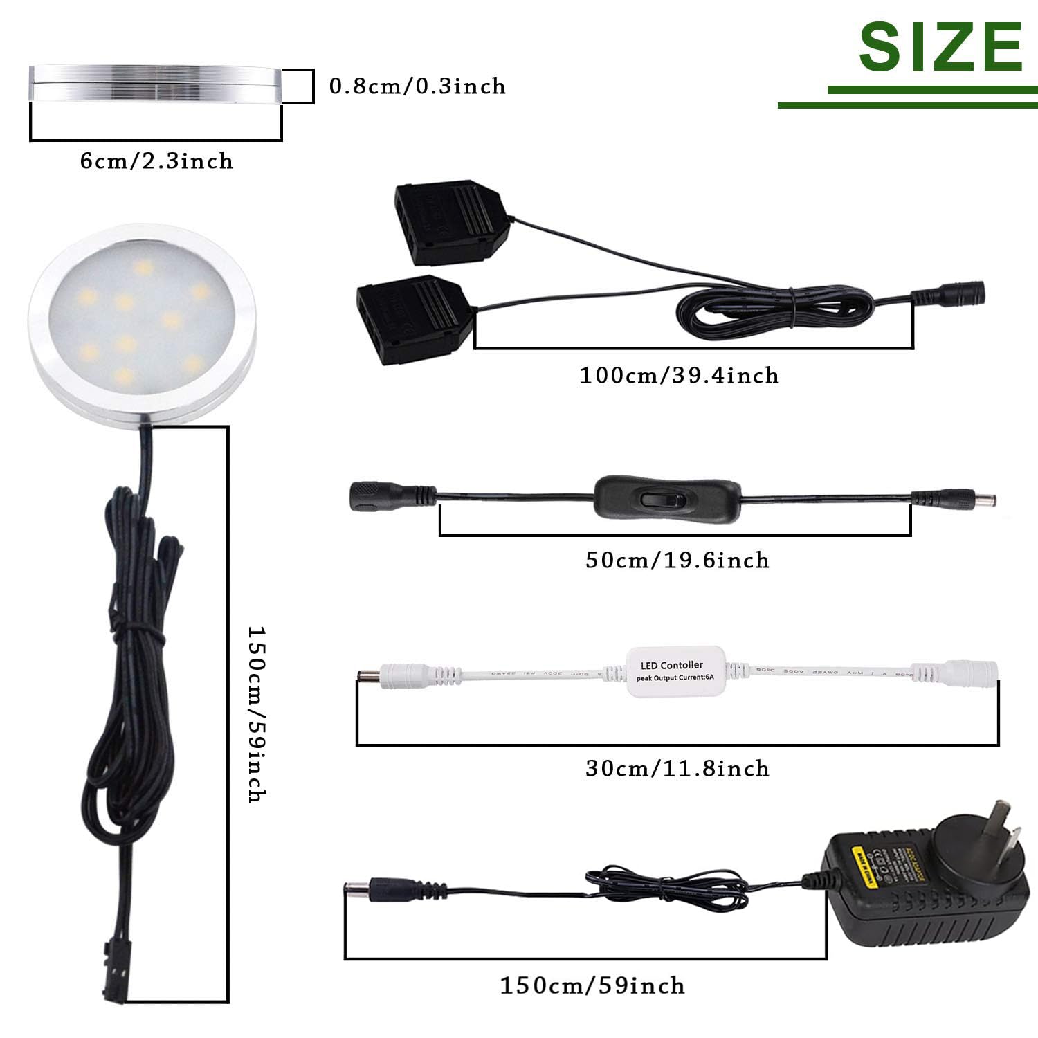 Dimmable & Timing Under Counter Lights Kitchen with Wireless RF Remote,Ultra-Thin 240V LED Cabinet Lights,12W V1171-CC-BDABFD012