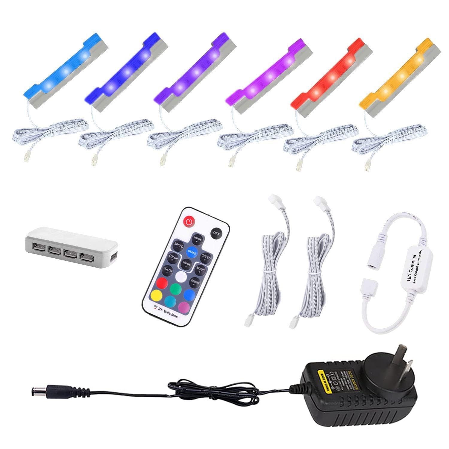 LED Under Cabinet Night Lights Kit for Glass Edge Shelf Back Side Lighting Using Flexible Cable and Clip with V1171-CC-BDCBHC006-AU