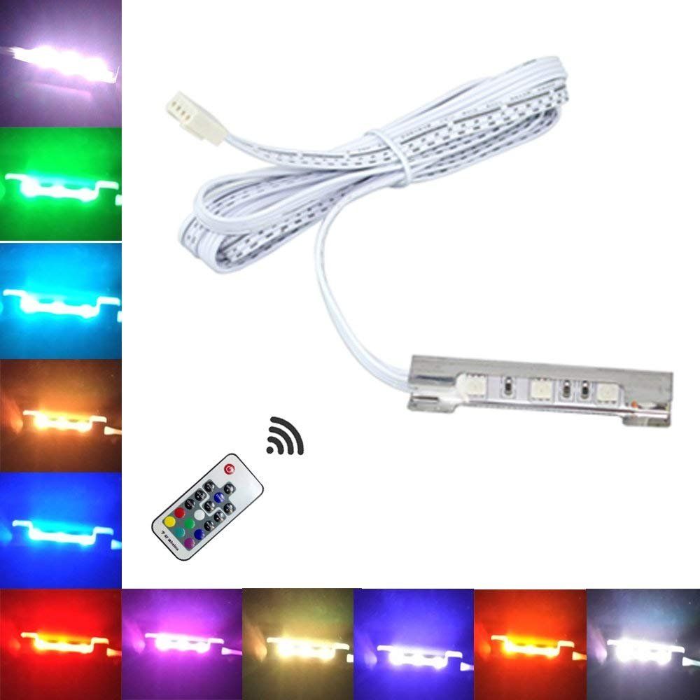 LED Under Cabinet Night Lights Kit for Glass Edge Shelf Back Side Lighting Using Flexible Cable and Clip with V1171-CC-BDCBHC006-AU