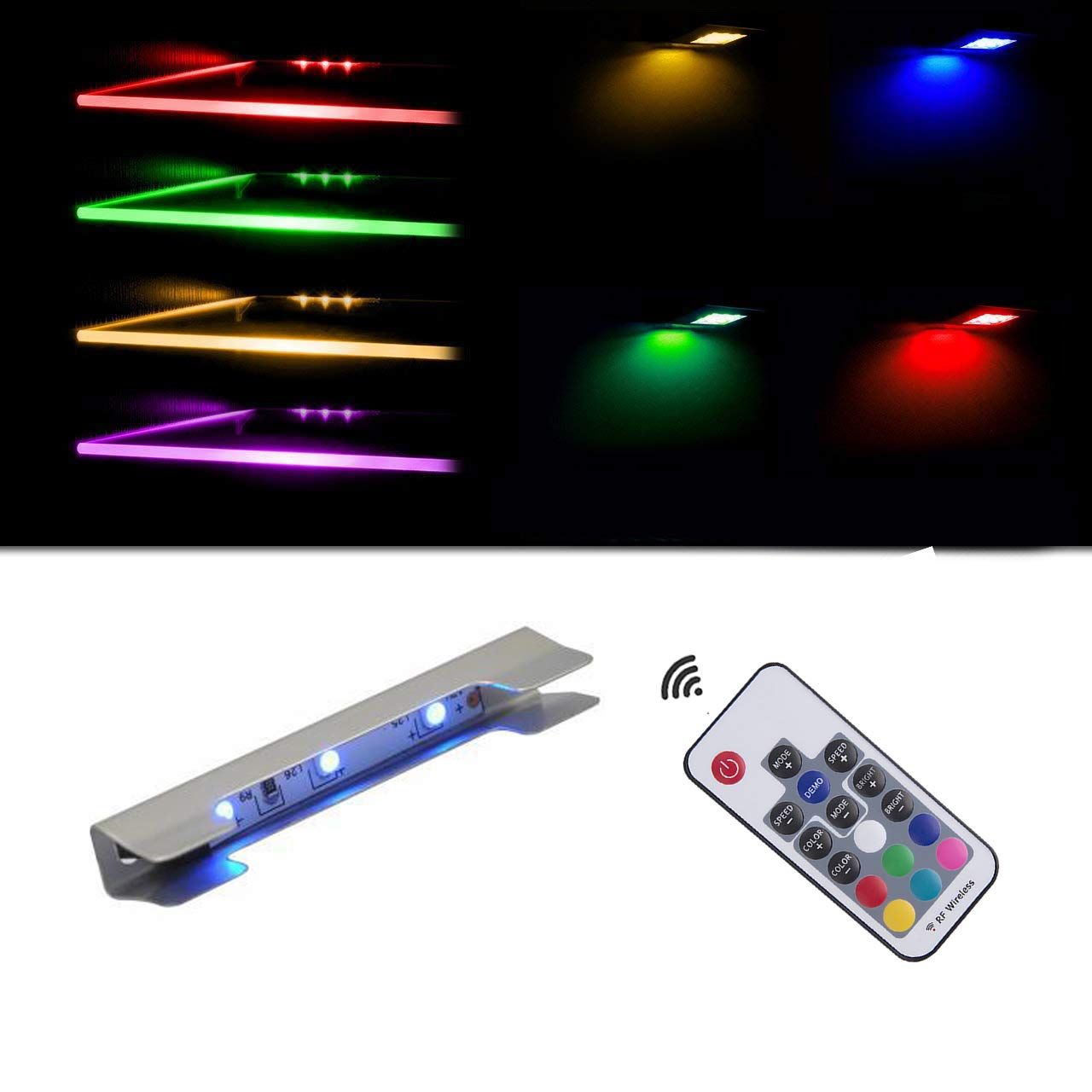 LED Under Cabinet Night Lights Kit for Glass Edge Shelf Back Side Lighting Using Flexible Cable and Clip with V1171-CC-BDCBHC006-AU