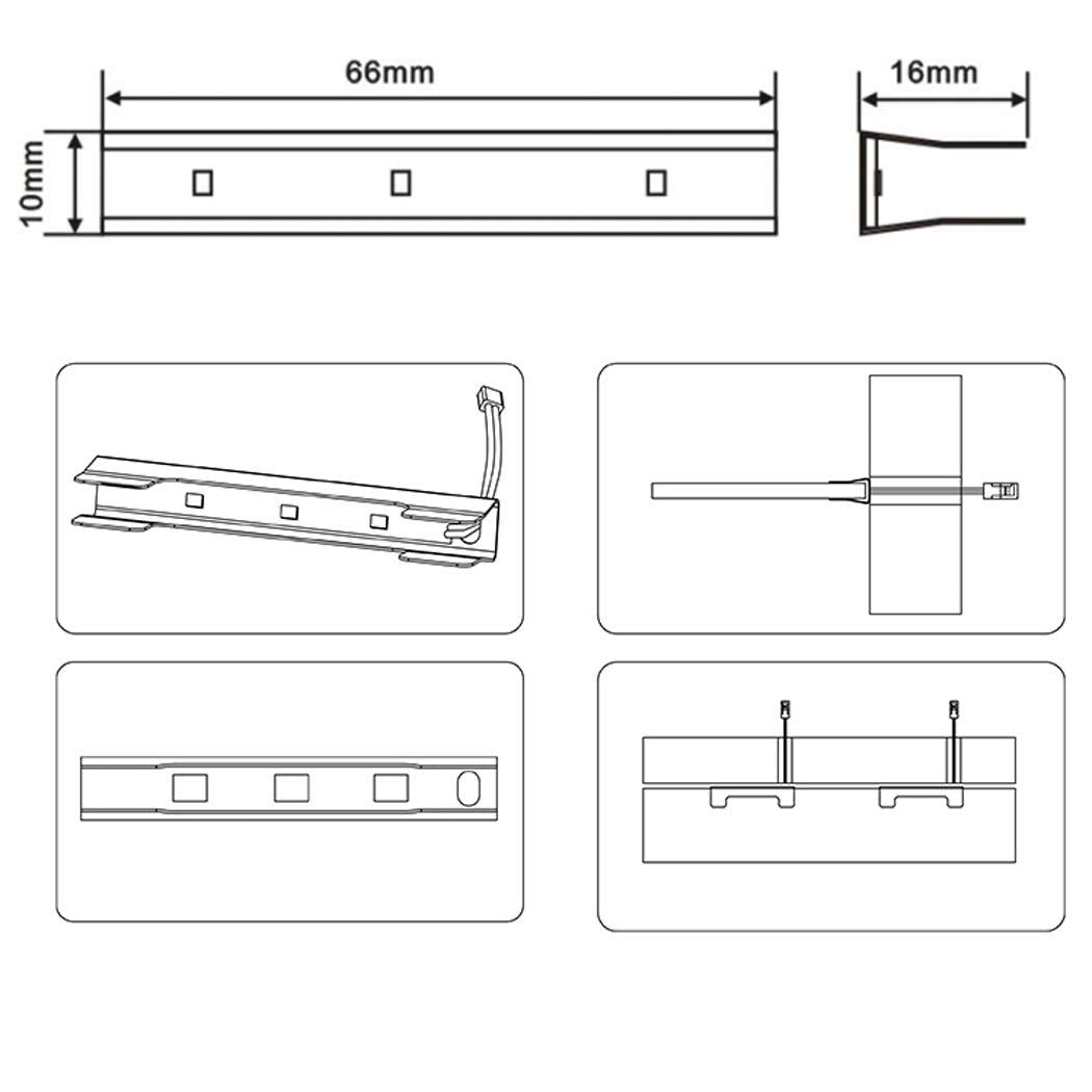 LED Under Cabinet Night Lights Kit for Glass Edge Shelf Back Side Lighting Using Flexible Cable and Clip with V1171-CC-BDCBHC006-AU