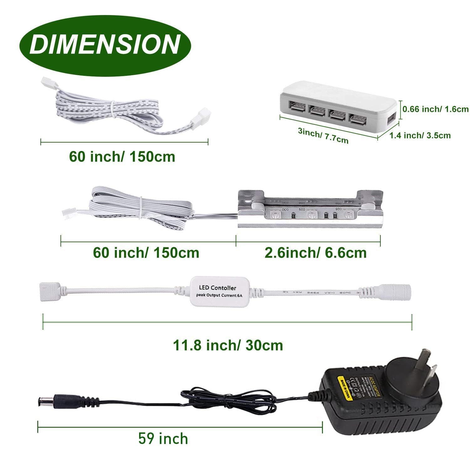 LED Under Cabinet Night Lights Kit for Glass Edge Shelf Back Side Lighting Using Flexible Cable and Clip with V1171-CC-BDCBHC006-AU