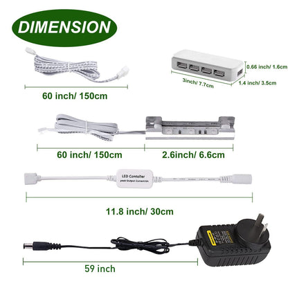 LED Under Cabinet Night Lights Kit for Glass Edge Shelf Back Side Lighting Using Flexible Cable and Clip with V1171-CC-BDCBHC006-AU