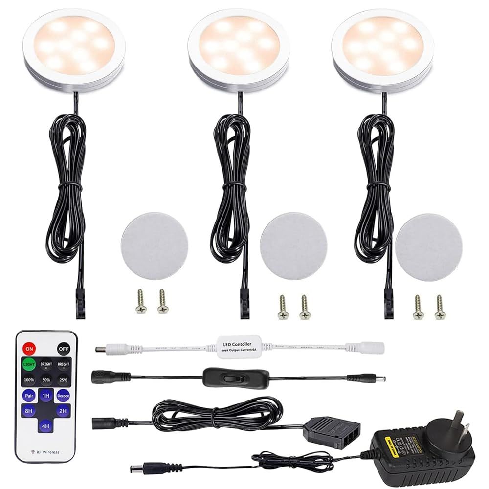 Dimmable LED Under Cabinet Lighting, Counter Showcase Kitchen Lighting Fixtures with 12V Plug in Adapter and V1171-CC-BDDBCD003