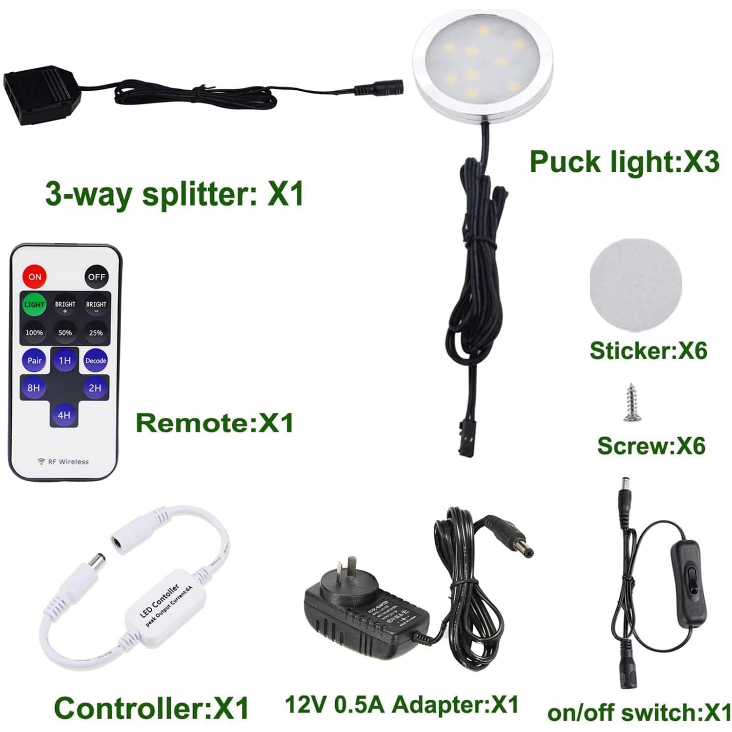 3 Pack Round Display 240V LED Puck Lights,6W Under Cupboard Counter Shelf Lights(Daylight White 6000K) V1171-CC-BDDBFD003