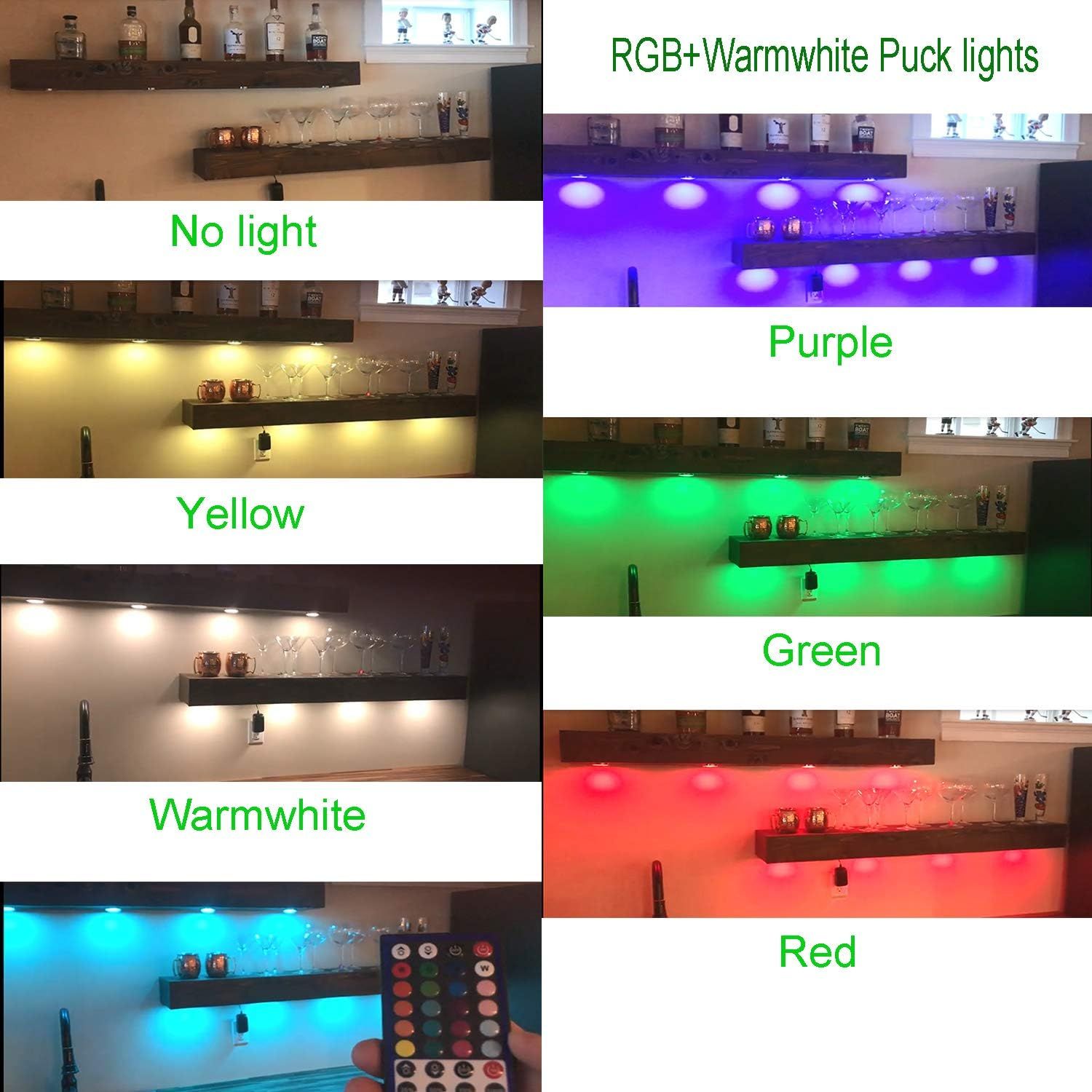 RGBWW RGB + Warm White Color Changing Christmas Xmas Under Cabinet LED Lights Kit IR Remote Puck Lights for V1171-CC-BDNBIA004-AU