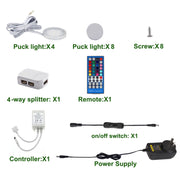 RGBWW RGB + Warm White Color Changing Christmas Xmas Under Cabinet LED Lights Kit IR Remote Puck Lights for V1171-CC-BDNBIA004-AU