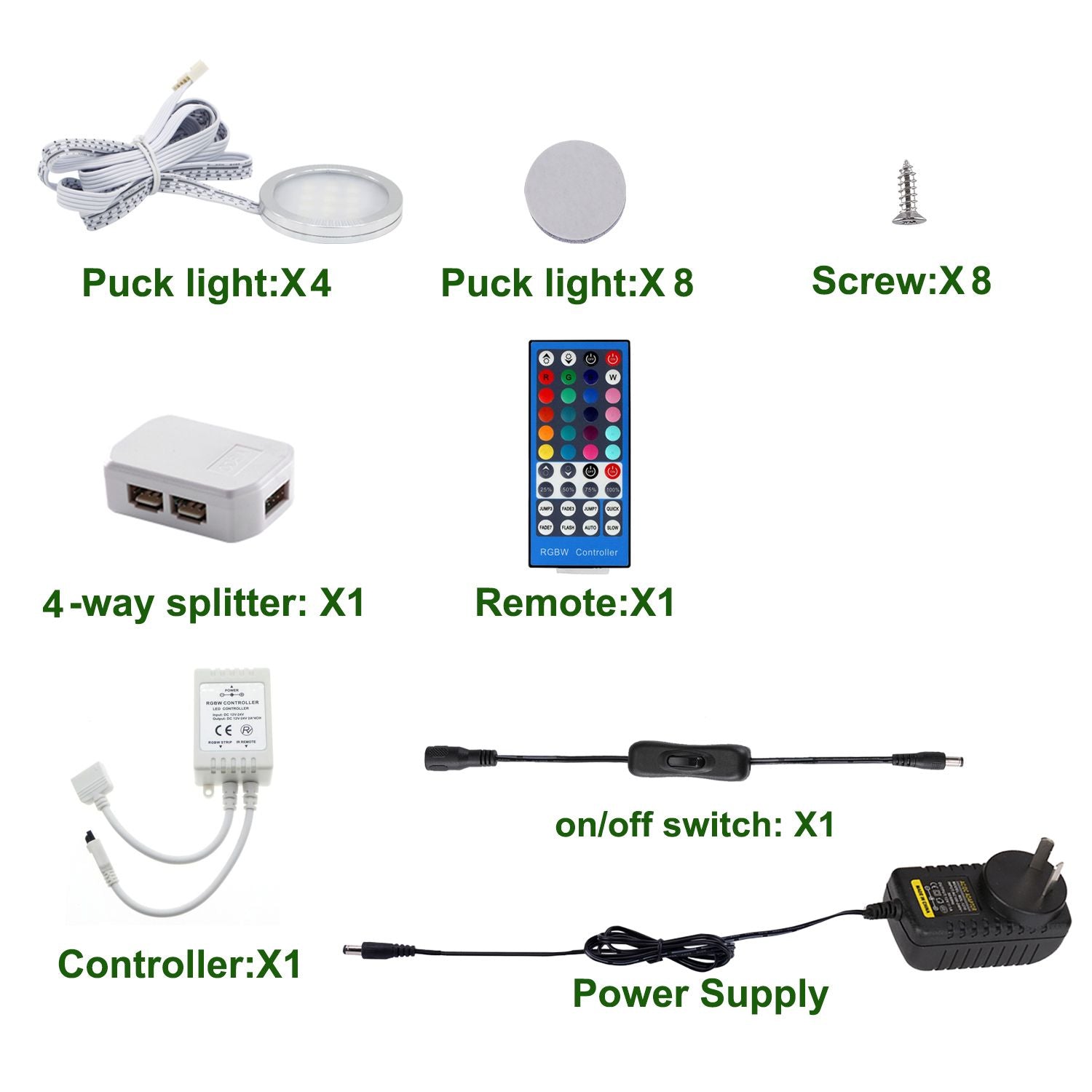 RGBWW RGB + Warm White Color Changing Christmas Xmas Under Cabinet LED Lights Kit IR Remote Puck Lights for V1171-CC-BDNBIA004-AU