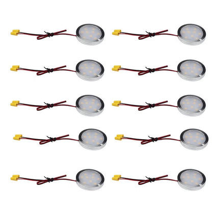 Under Cabinet LED Puck Lights, Slim Aluminum Round Flat LED Lights 2W 12V DC Hardwired 30cm Wire, Warm White V1171-CC-BDOECB002-10