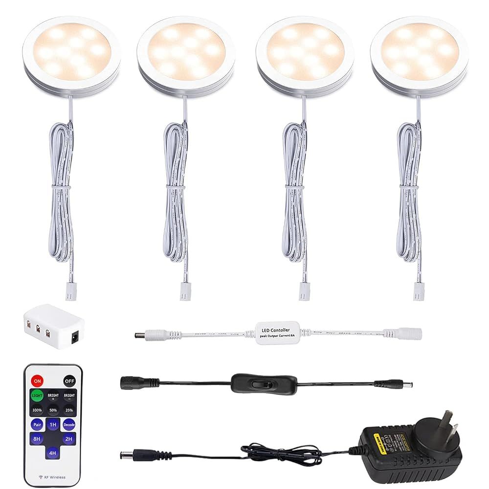 Dimmable LED Under Cabinet Lighting, Counter Showcase Kitchen Lighting Fixtures with 12V Plug in adapter and V1171-CC-BDPBCD004