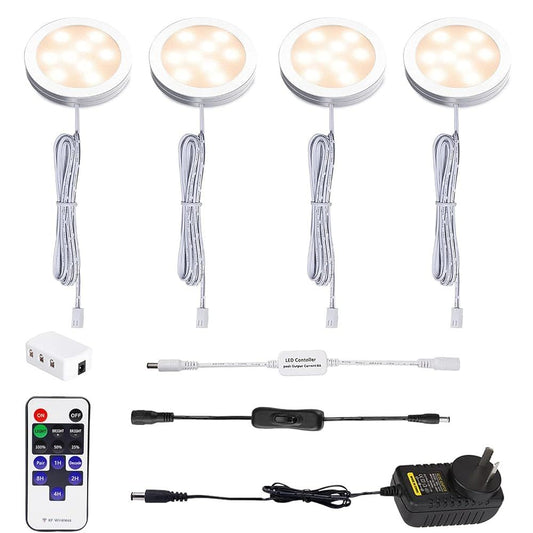 Dimmable LED Under Cabinet Lighting, Counter Showcase Kitchen Lighting Fixtures with 12V Plug in adapter and V1171-CC-BDPBCD004