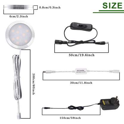 Dimmable LED Under Cabinet Lighting, Counter Showcase Kitchen Lighting Fixtures with 12V Plug in adapter and V1171-CC-BDPBCD004