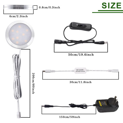 Dimmable LED Under Cabinet Lighting, Counter Showcase Kitchen Lighting Fixtures with 12V Plug in Adapter and V1171-CC-BDPBCD006