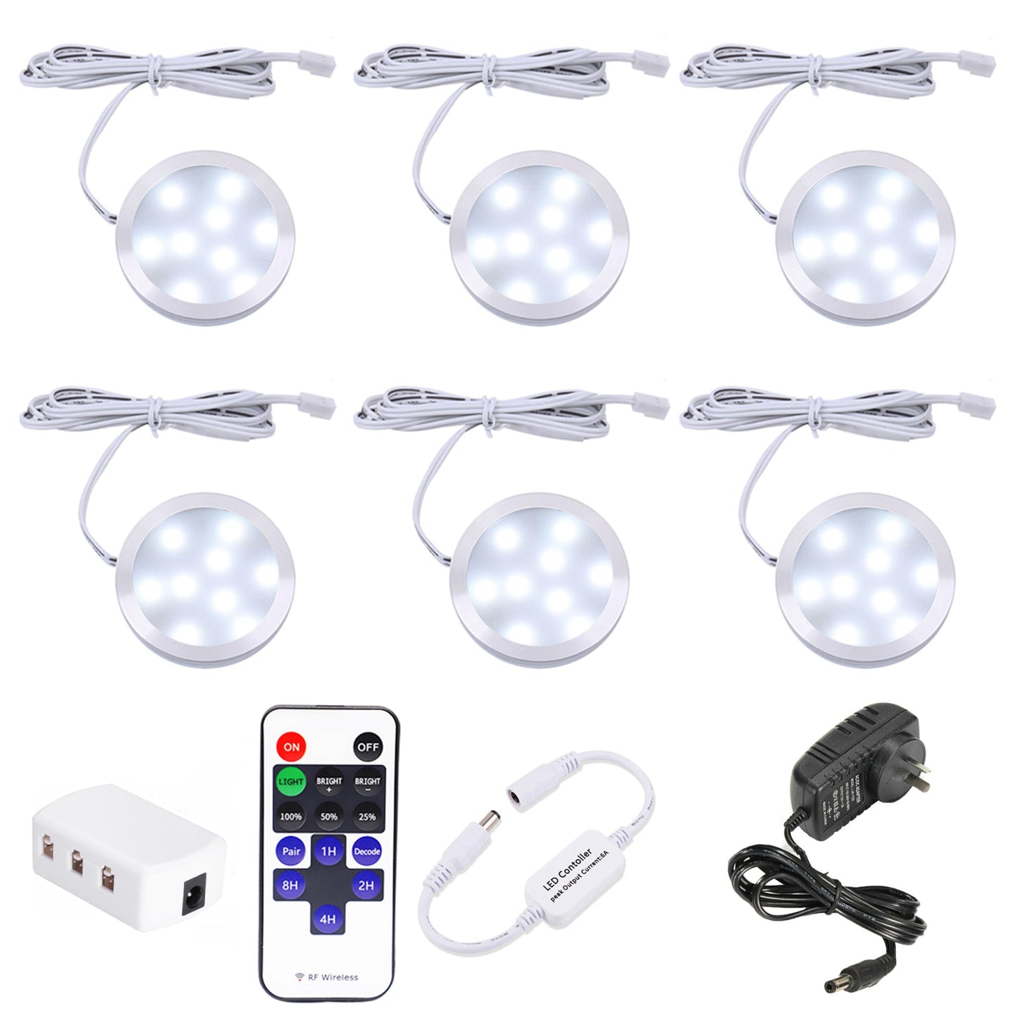 Dimmable LED Under Cabinet Lighting, Counter Showcase Kitchen Lighting Fixtures with 12V Plug in Adapter and V1171-CC-BDPBFD006