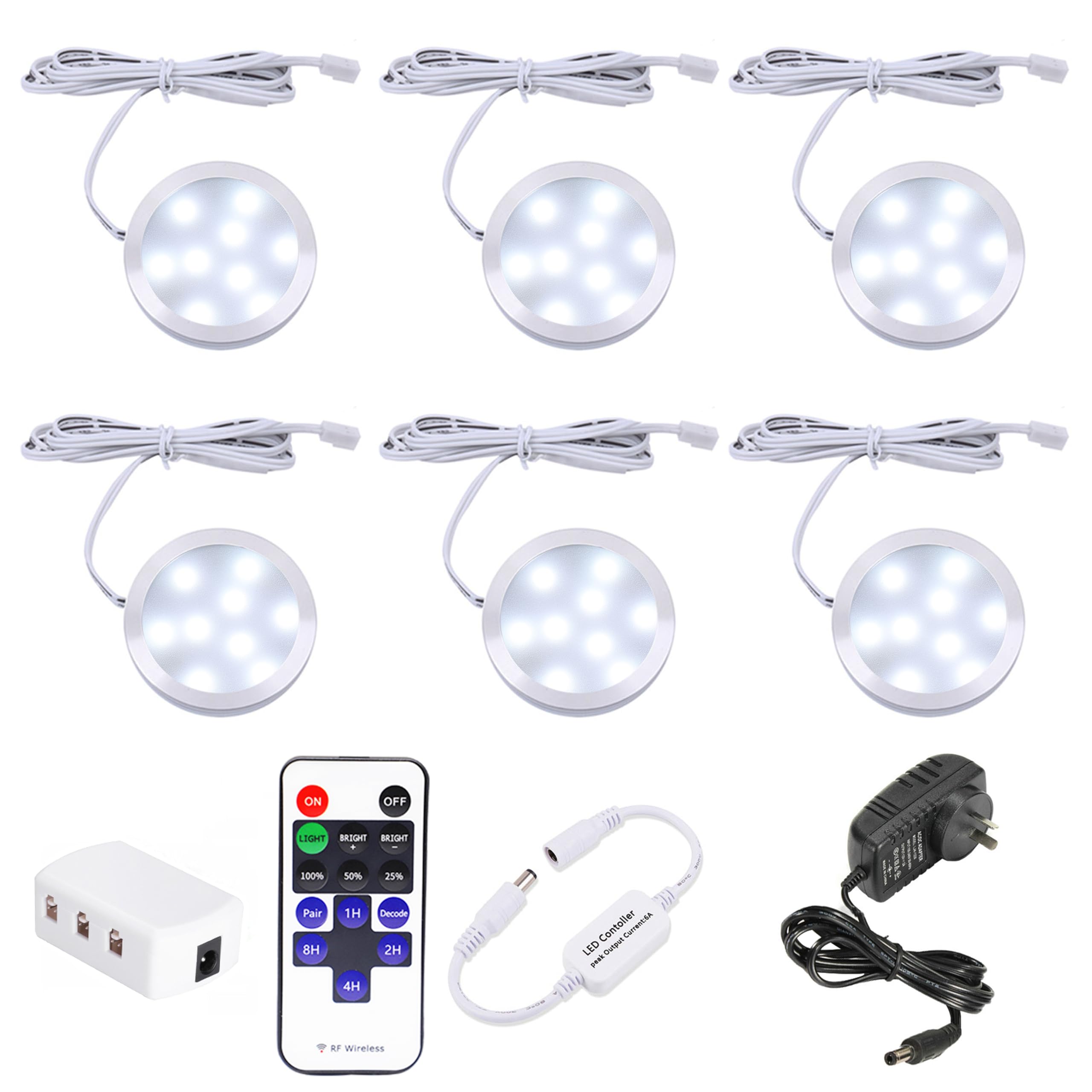 Dimmable LED Under Cabinet Lighting, Counter Showcase Kitchen Lighting Fixtures with 12V Plug in Adapter and V1171-CC-BDPBFD006