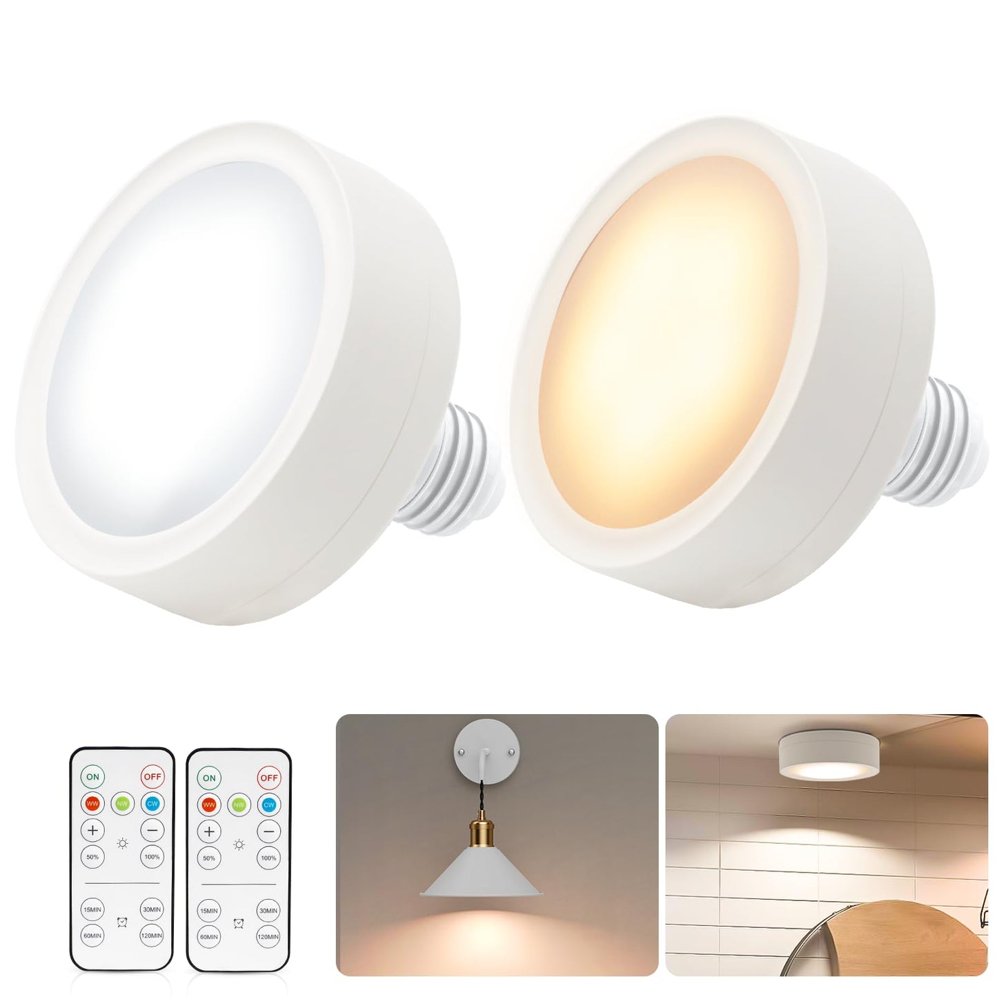 LED Battery Operated Lamps for Indoor Wall Light, E27, Remote Control and Touch Control CCT with E27 and Iron V1171-CC-BO-CCT-FROST-2