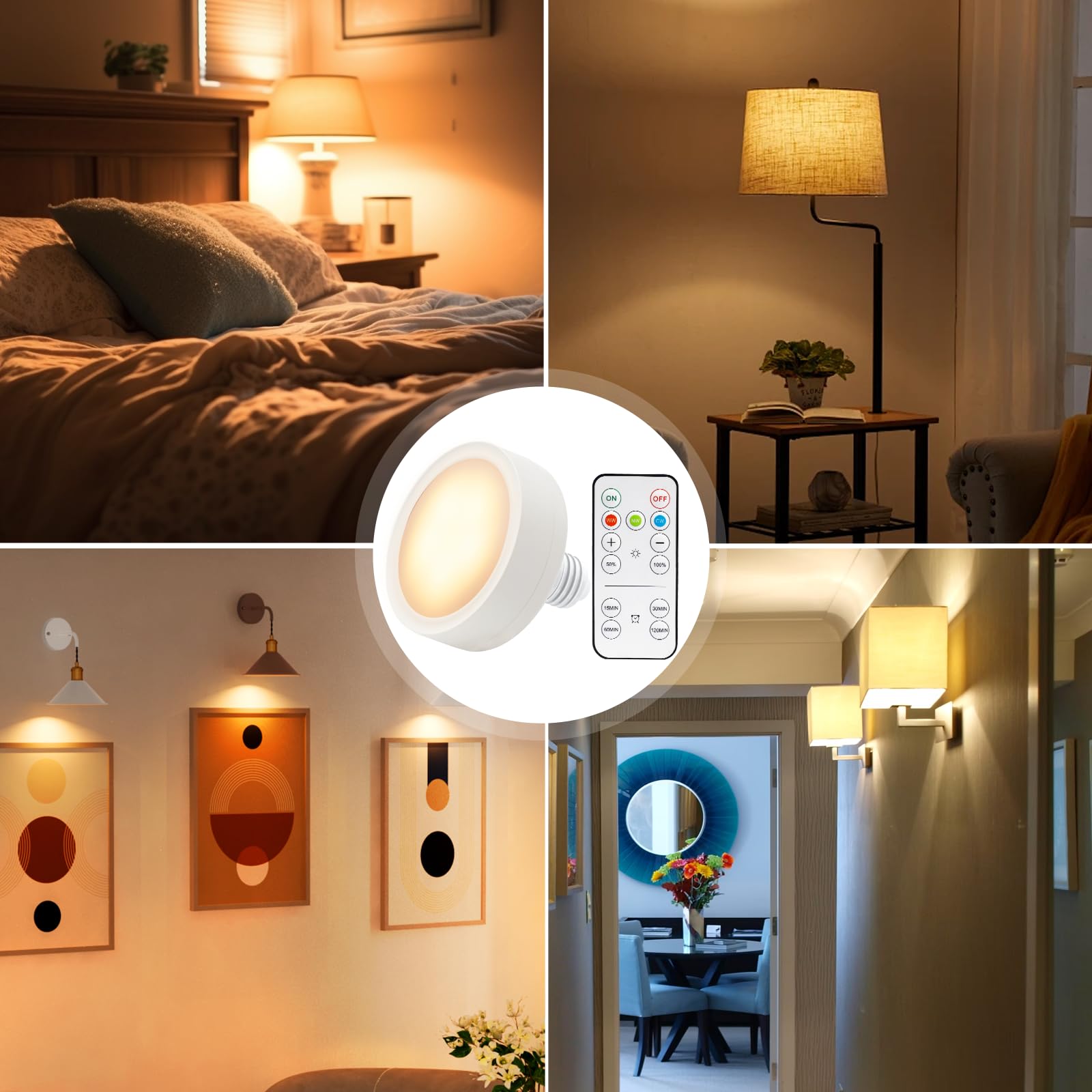 LED Battery Operated Lamps for Indoor Wall Light, E27, Remote Control and Touch Control CCT with E27 and Iron V1171-CC-BO-CCT-FROST-2