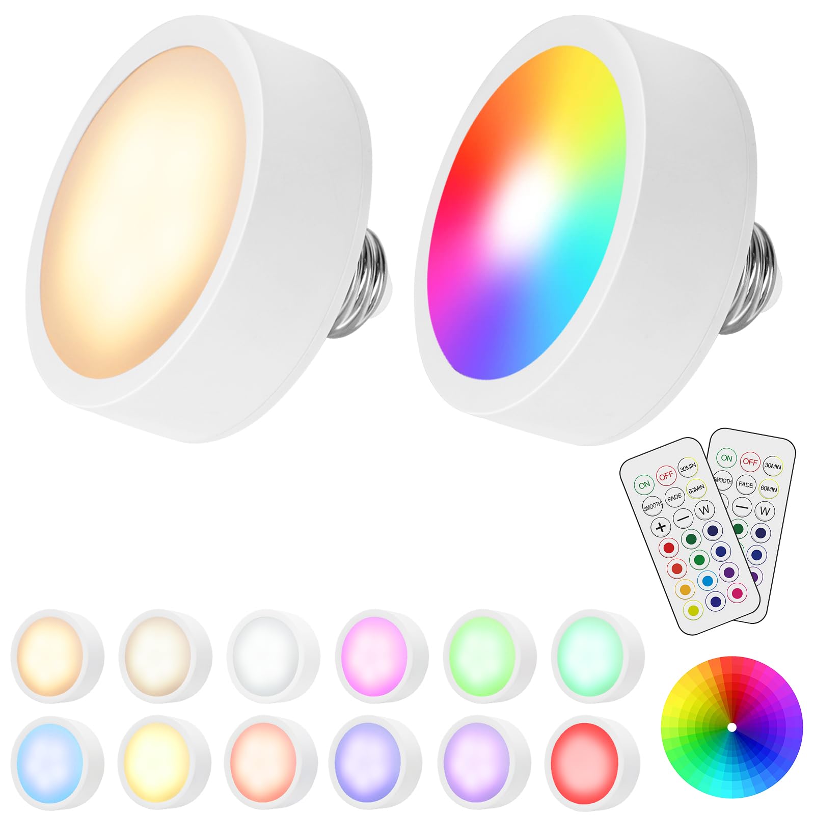 LED Puck Lights with Remote Battery Powered RGB Puck Light for E27 Chandelier,Dimmable Puck Light for Table V1171-CC-BO-RGB-FROST-2