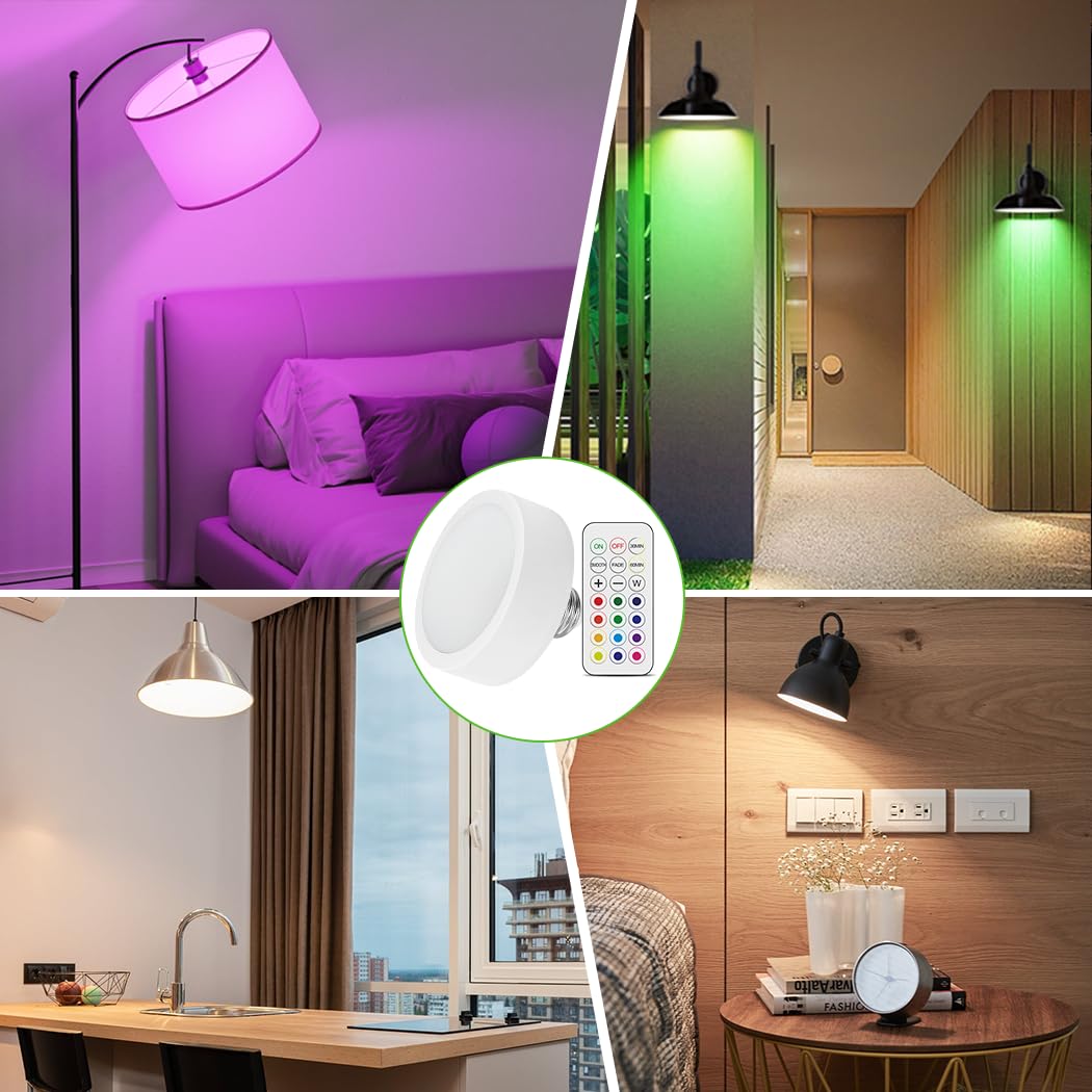 LED Puck Lights with Remote Battery Powered RGB Puck Light for E27 Chandelier,Dimmable Puck Light for Table V1171-CC-BO-RGB-FROST-2