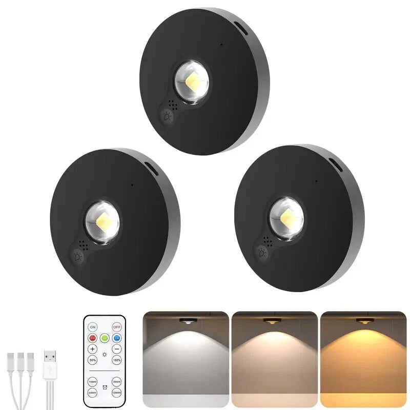 3 Lights LED Rechargeable Slim Cabinet Light, 2cm, Remote Control, Magnetic Mount V1171-CC-BOM001087-B