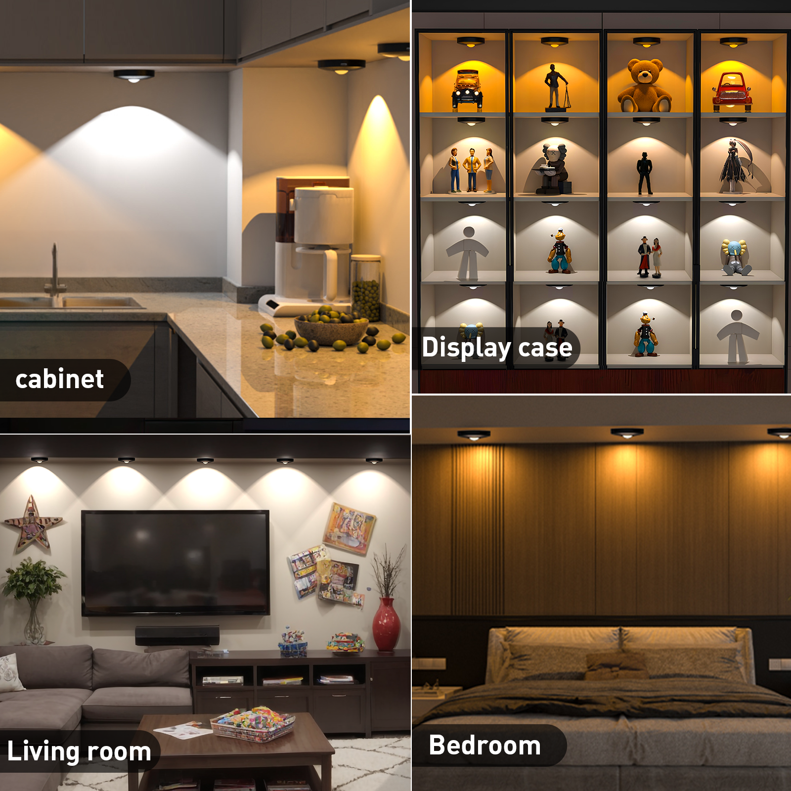6 Lights LED Rechargeable Slim Cabinet Light, 2cm, Remote Control, Magnetic Mount V1171-CC-BOM001090-B