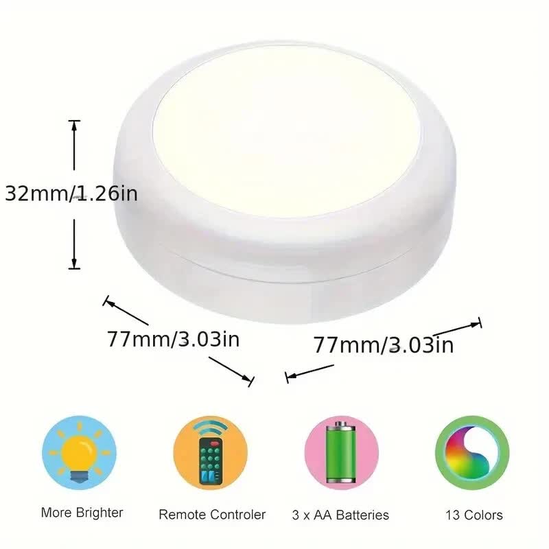 6 Pack RGBW LED Cabinet Lights, Remote Control, Battery Powered V1171-CC-BOM001150
