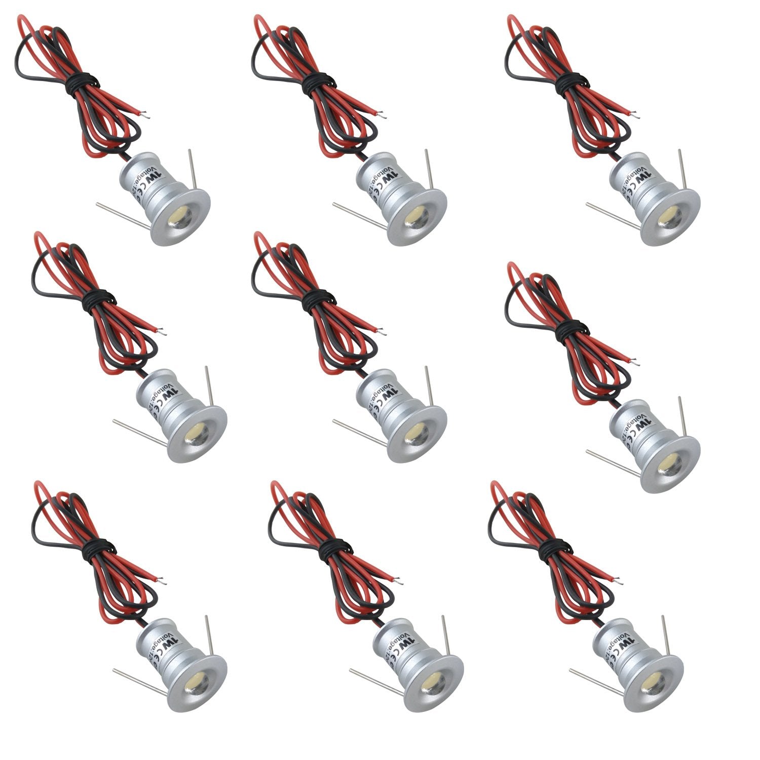 12V Under Cabinet LED Lights 9 Packs of Recessed Mini Downlights for Indoor with Hard Wired Cable and V1171-CC-BOM001194