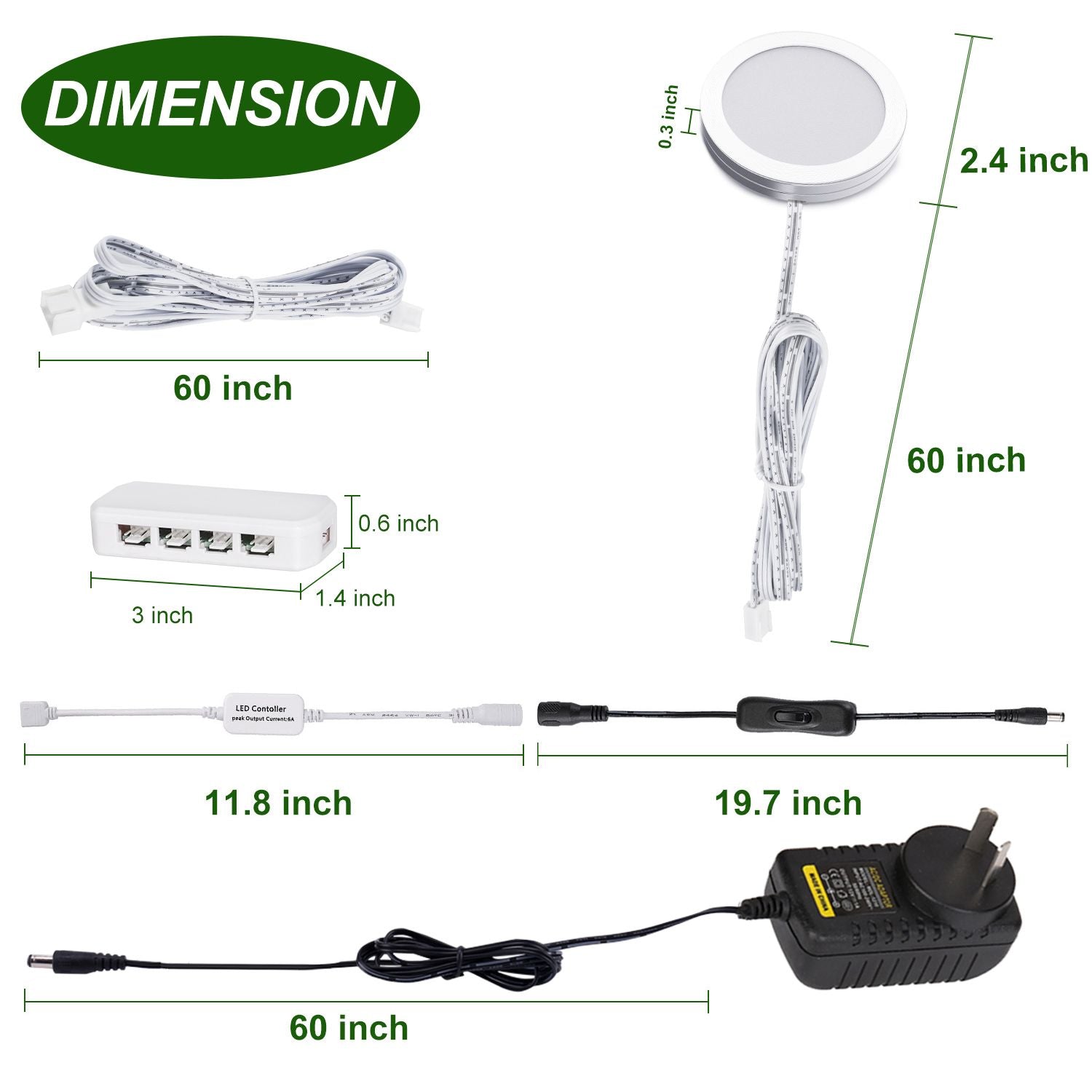 LED Under Cabinet Puck Lights, Color Temperature Changeable Under Counter Lighting, Warm+White Dual Color V1171-CC-BOM001391