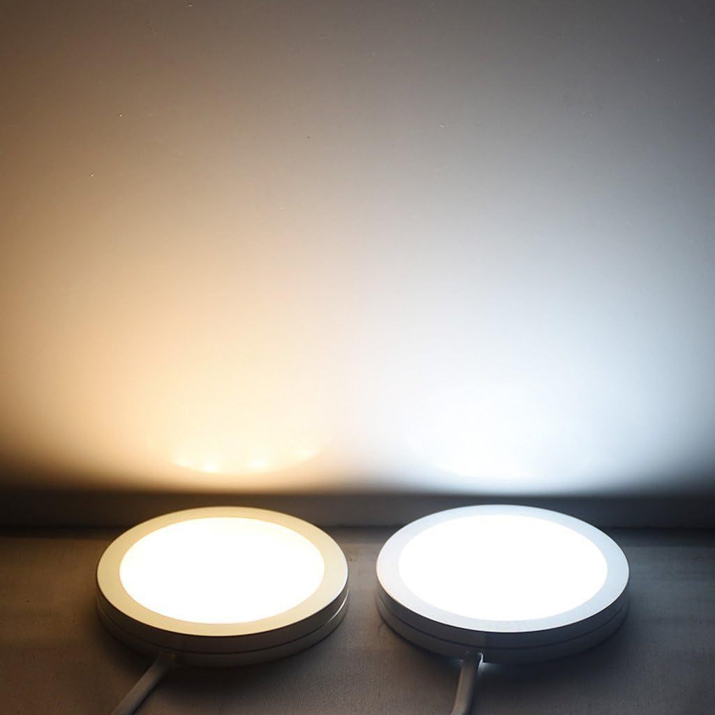 LED Under Cabinet Puck Lights, Color Temperature Changeable Under Counter Lighting, Warm+White Dual Color V1171-CC-BOM001391