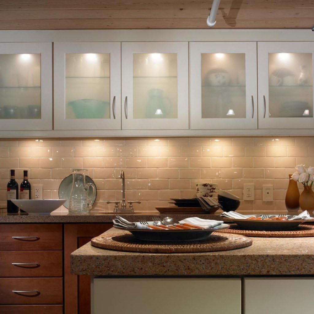 LED Under Cabinet Puck Lights, Color Temperature Changeable Under Counter Lighting, Warm+White Dual Color V1171-CC-BOM001391